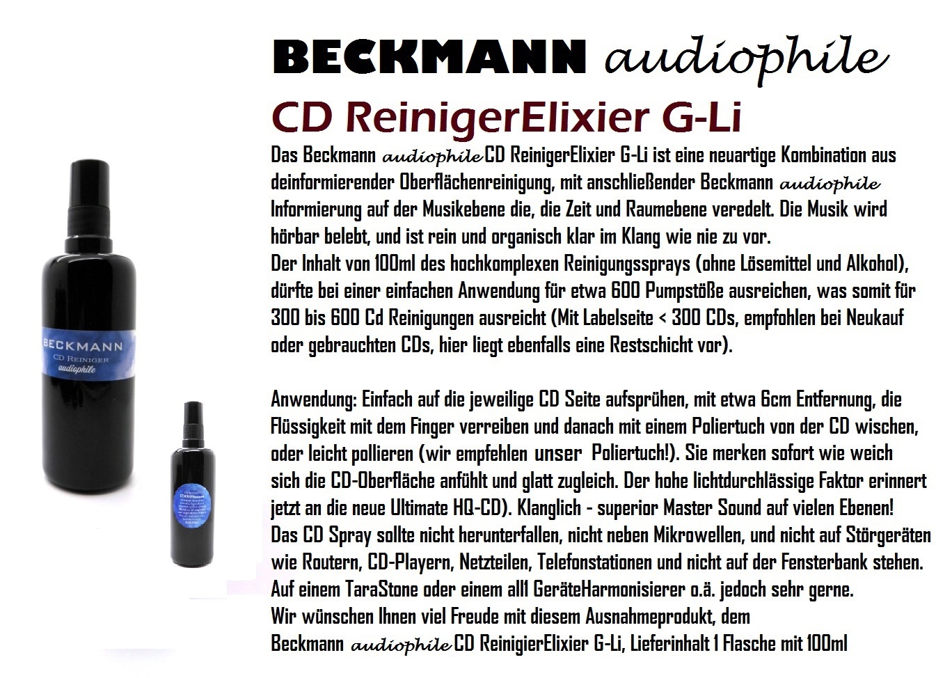 BECKMANN_audiophile_CD_Spray_G-Li_black,_durchdringt_und_reinigt_jede_CD_mit_wundervollem_Klang